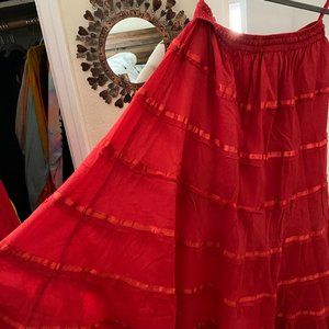 Red Flowy Skirt - One Size Fits All
